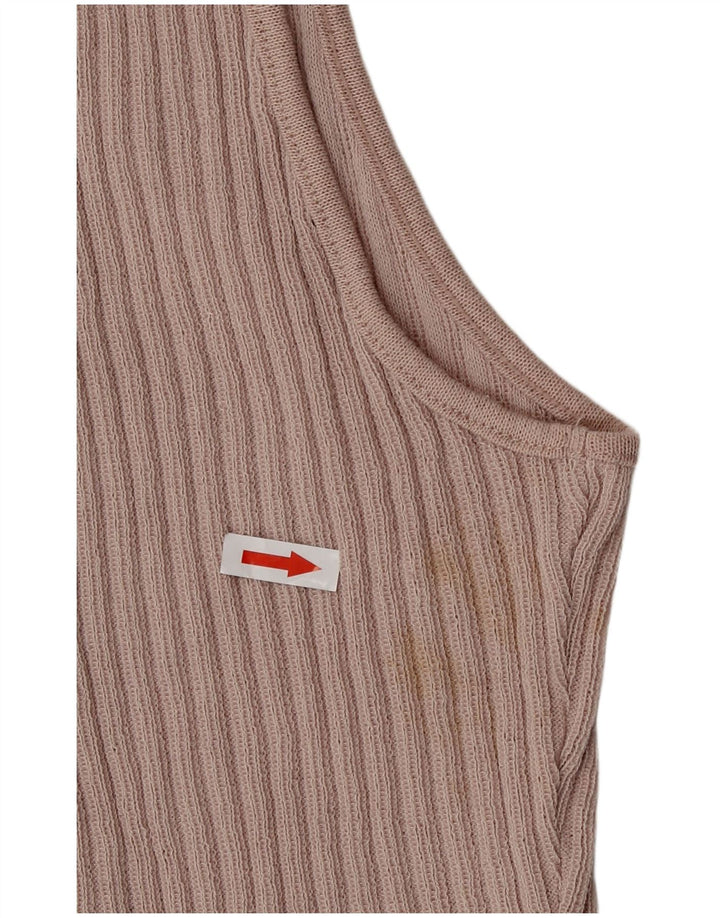 Zara Womens Crop ærmeløs skjortebluse UK 12 Medium Pink Polyester