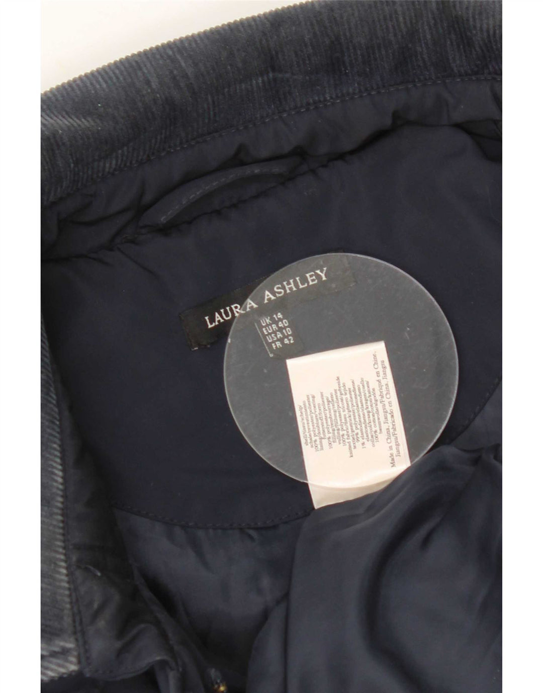 Laura Ashley Quiltet jakke til kvinder UK 14 Stor marineblå polyester