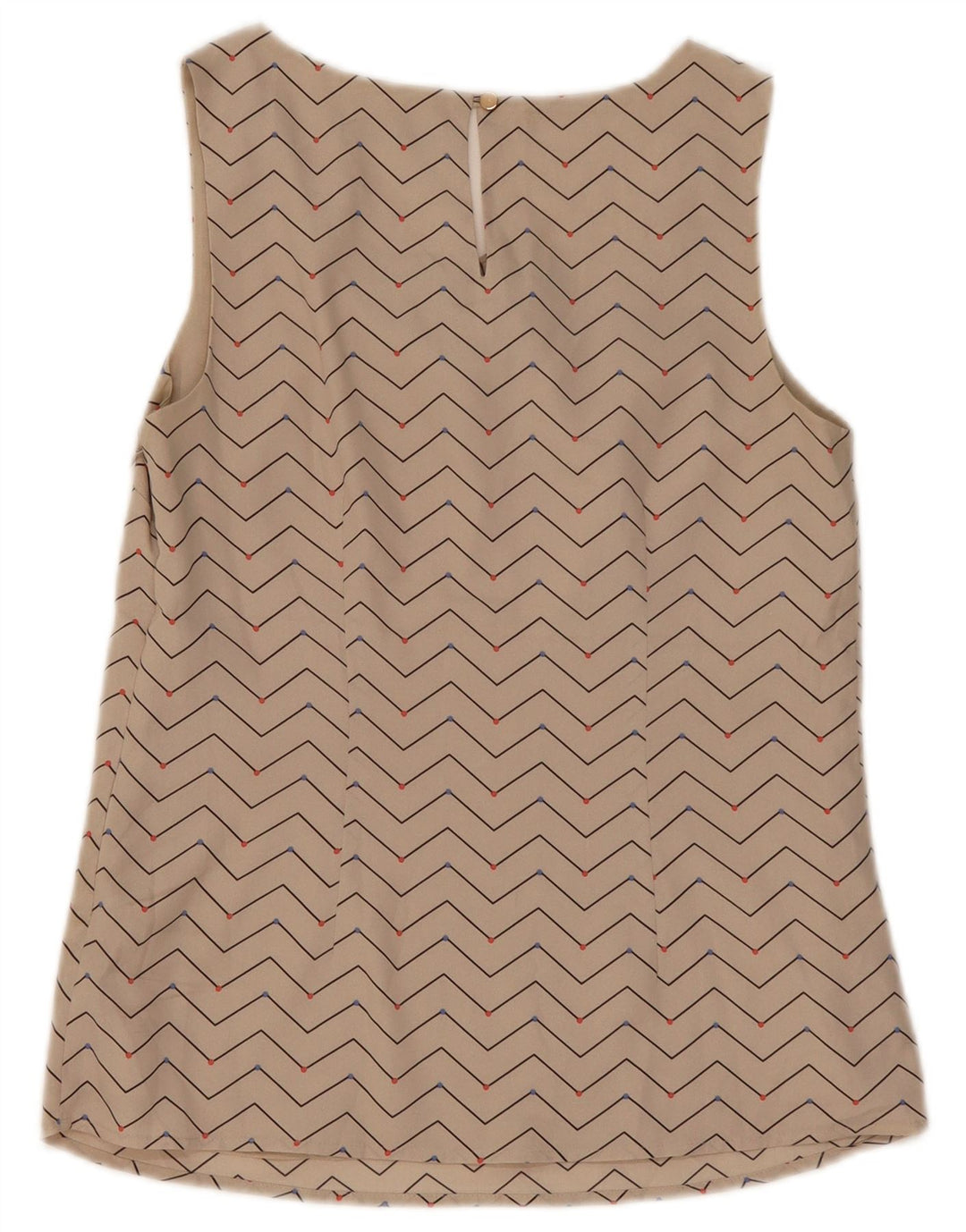 Oasis Dame ærmeløs bluse Top UK 10 Lille Beige Geometrisk
