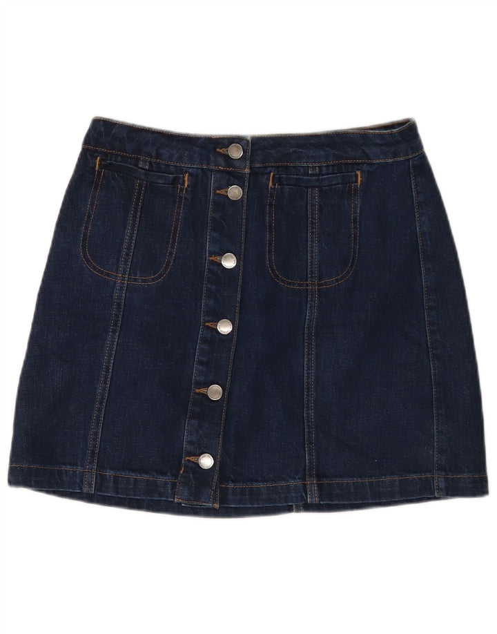 Topshop Dame Mini Denim Nederdel W28 Medium Navy Blue Bomuld