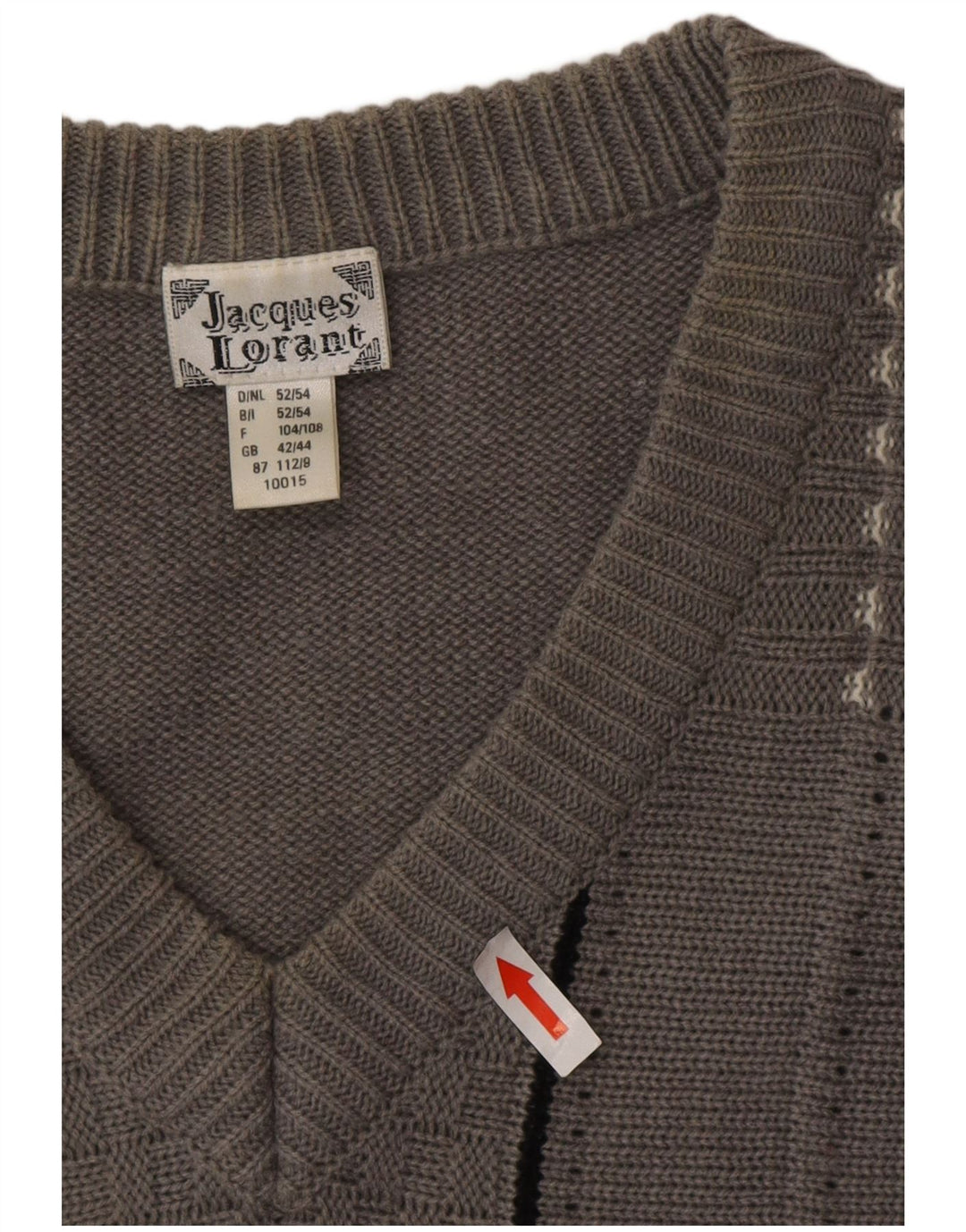 Jacques Lorant Herre V-hals sweater UK 42/44 Stor grå stribet