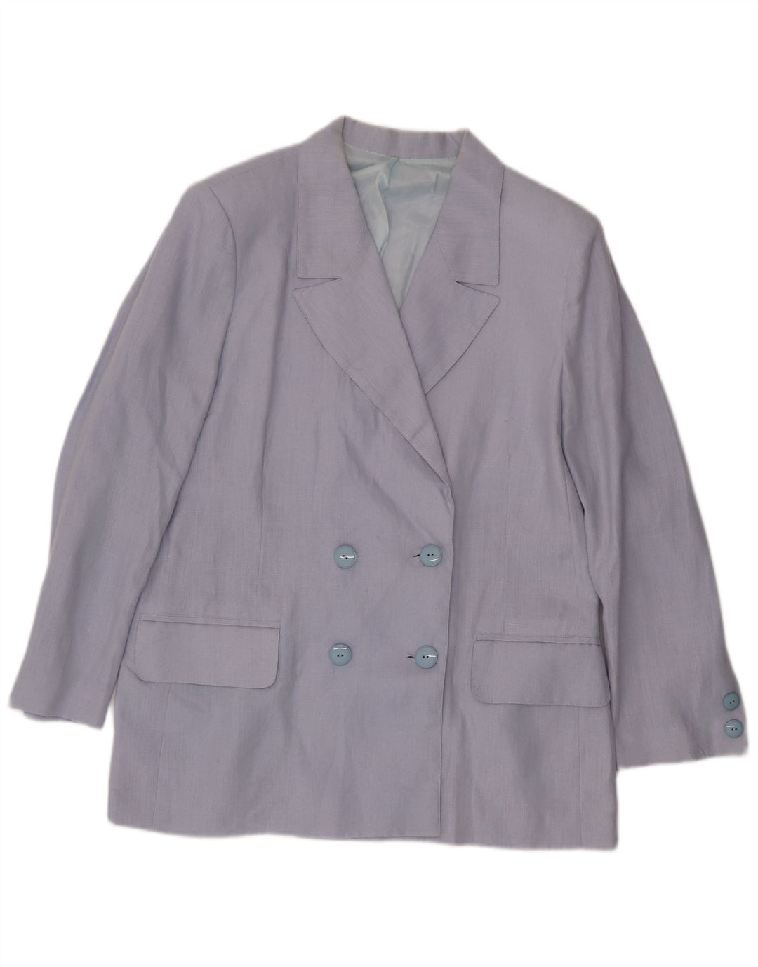 Vintage Dame Dobbeltradet Blazer Jacket UK 14 Large Blue