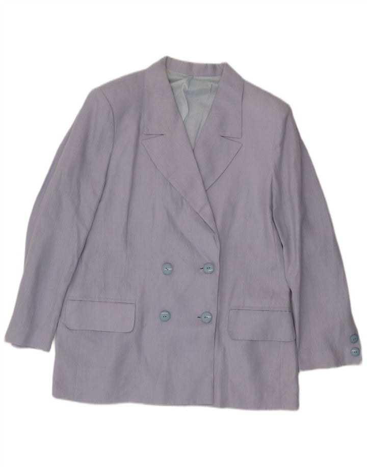 Vintage Dame Dobbeltradet Blazer Jacket UK 14 Large Blue