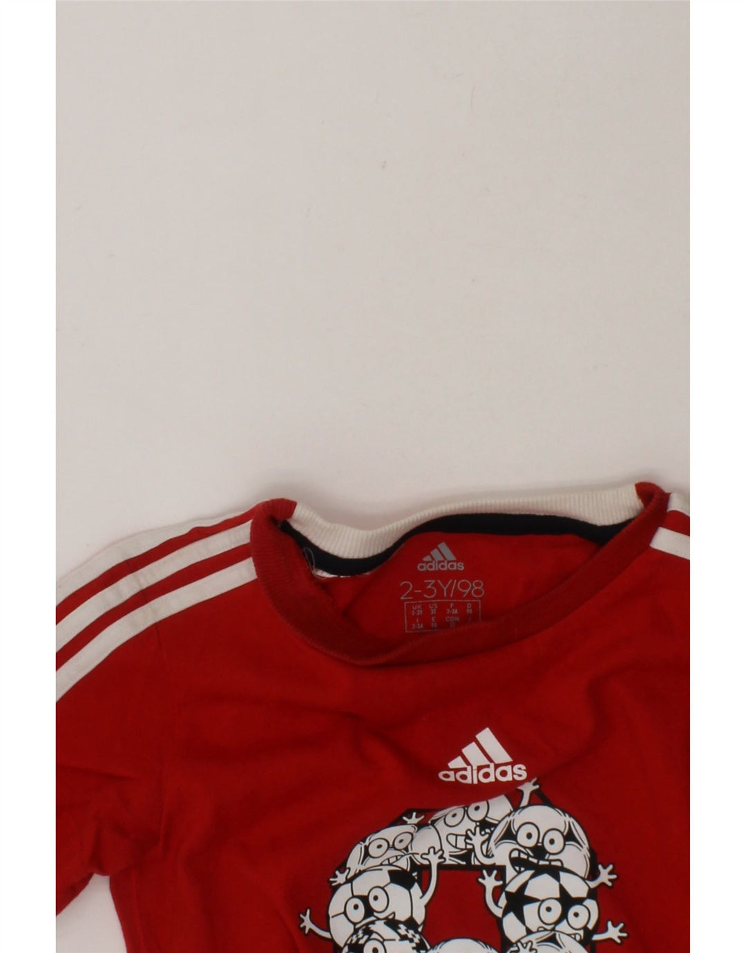 ADIDAS Boys Graphic T-Shirt Top 2-3 Years Red Cotton Vintage Adidas and Second-Hand Adidas from Messina Hembry 