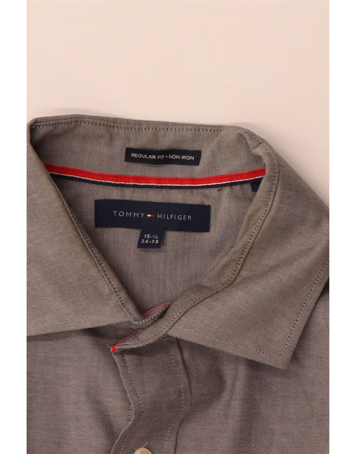 Tommy Hilfiger Herre Regular Fit Skjorte Størrelse 15 1/2 Medium Grey Bomuld