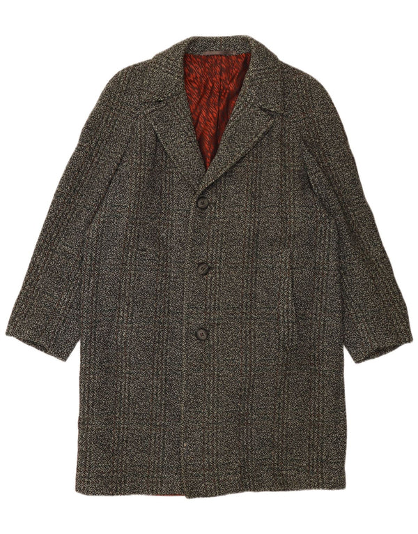 IDEAL Overfrakke til mænd UK 40 Large Grey Check New Wool