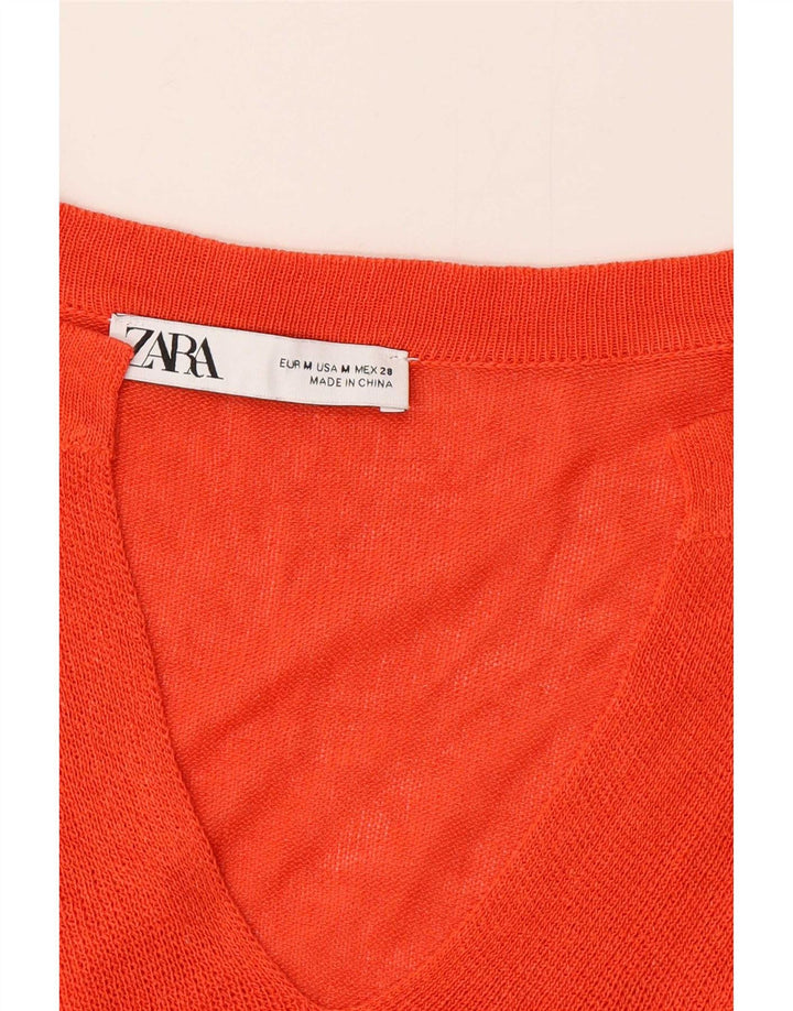 Zara Dame Oversized V-hals sweater UK 14 Medium Orange