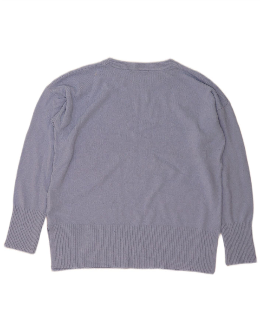 Oasis kvinders abstrakt mønster rund hals sweater UK 14 medium blå