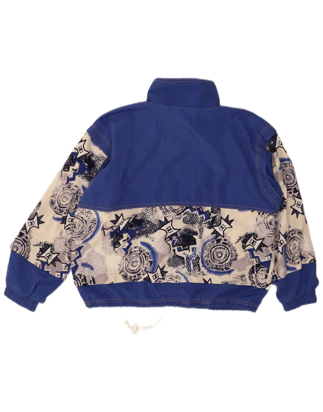 VINTAGE træningsdragt topjakke til kvinder UK 22 3XL blå geometrisk bomuld