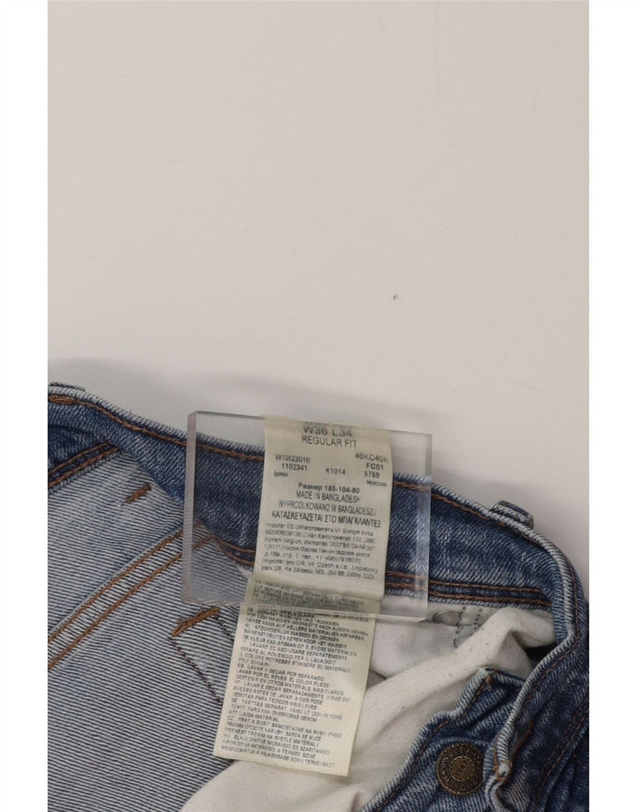 WRANGLER Straight jeans til mænd W36 L34 blå bomuld