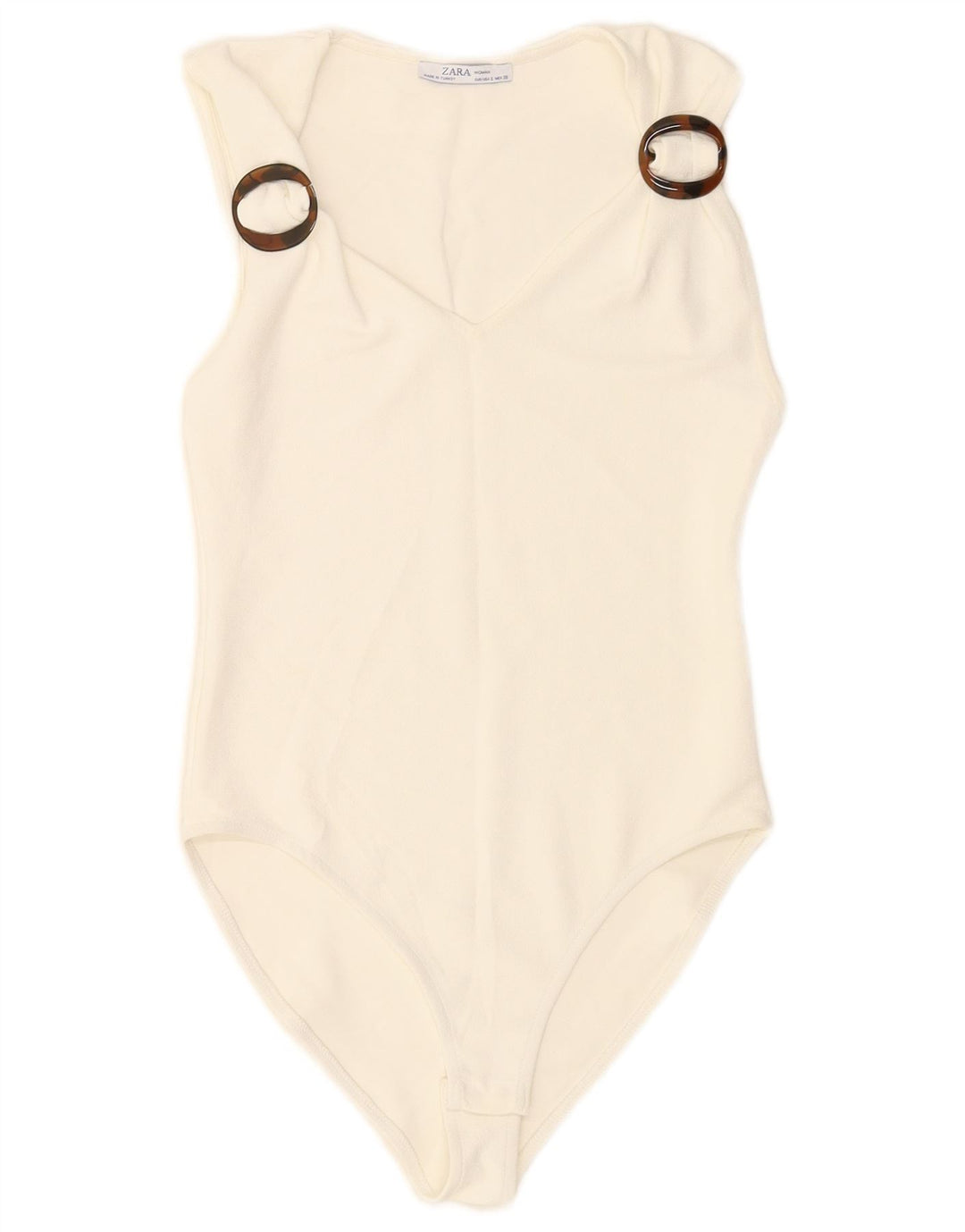 Zara Dame Ærmeløs Bodysuit UK 8 Small White