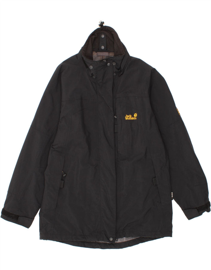 JACK WOLFSKIN Womens Windbreaker Jacket UK 12/14 Medium Black Polyamide Vintage Jack Wolfskin and Second-Hand Jack Wolfskin from Messina Hembry 