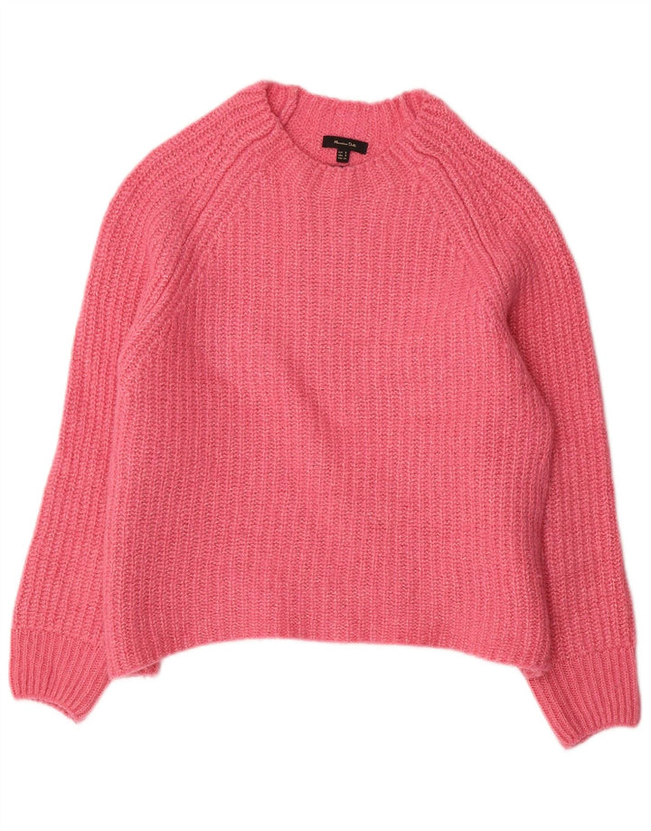 Massimo Dutti Dame Oversized Boat Neck Jumper Sweater UK 10 Small Pink