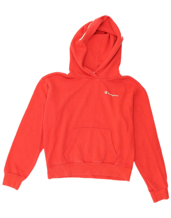 Champion Dame Crop Hoodie Jumper UK 14 Medium Red