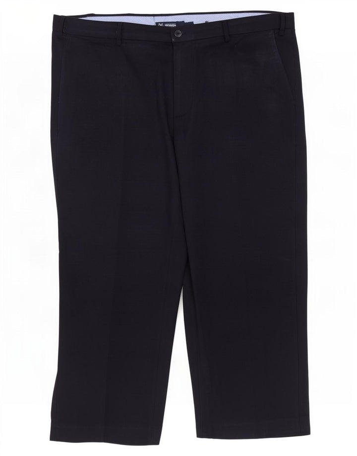 Marks & Spencer Herre Regular Cropped Trousers W44 L26 Navy Blue Polyester
