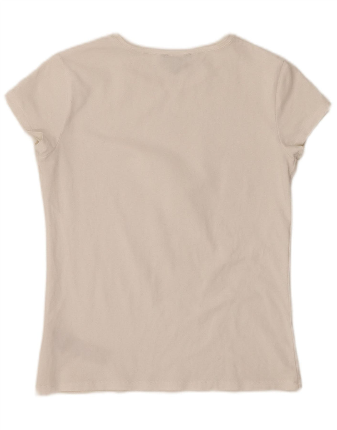 MASSIMO DUTTI Dame T-Shirt Top UK 8 Lille Hvid Bomuld