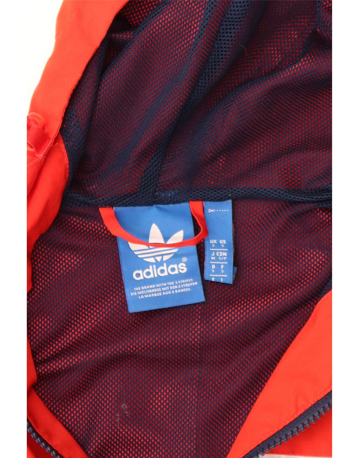 ADIDAS Regnjakke med hætte til mænd UK 36 Small Red Colourblock Polyester
