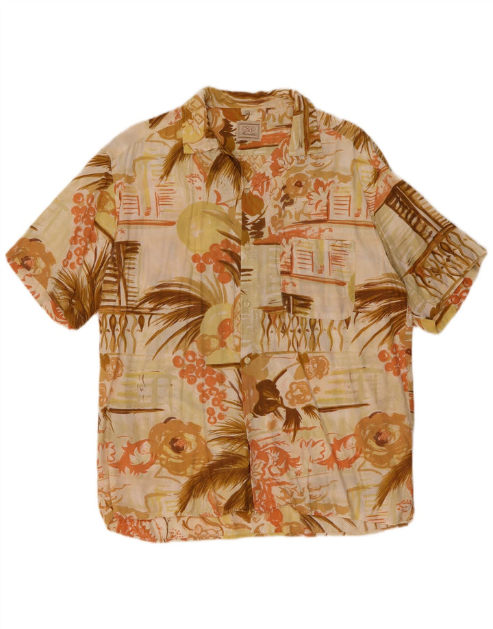 CIAO Kortærmet Herreskjorte Medium Beige Floral