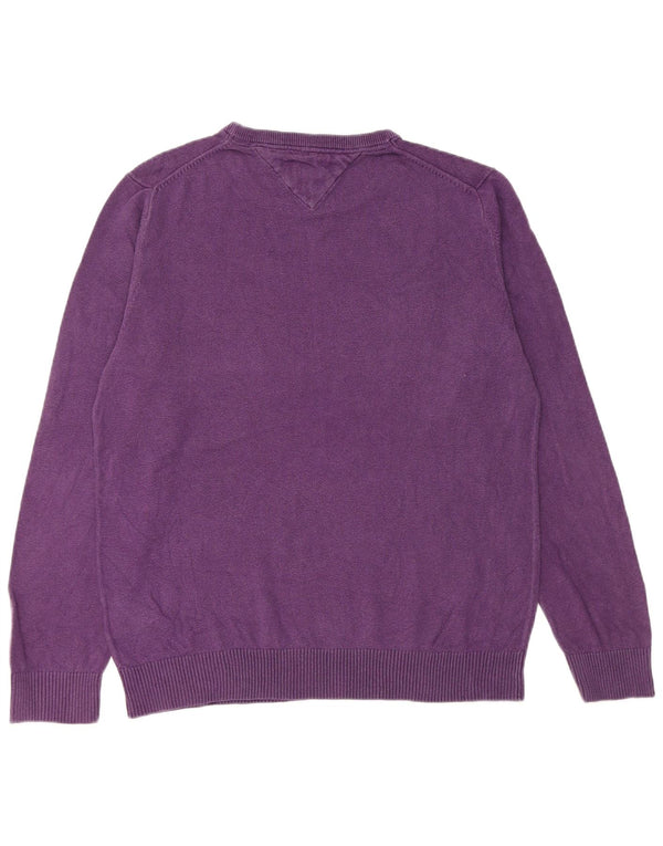 Tommy Hilfiger Herre sweater med rund hals, medium lilla bomuld