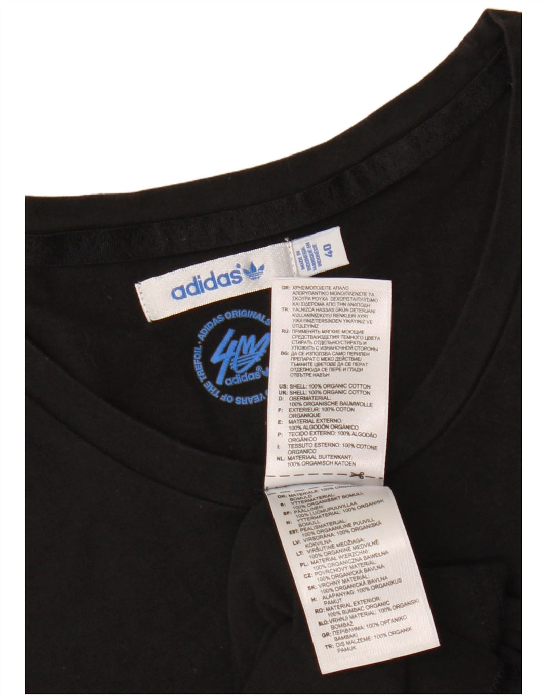 ADIDAS Grafisk T-shirt top til kvinder IT 40 Lille sort bomuld