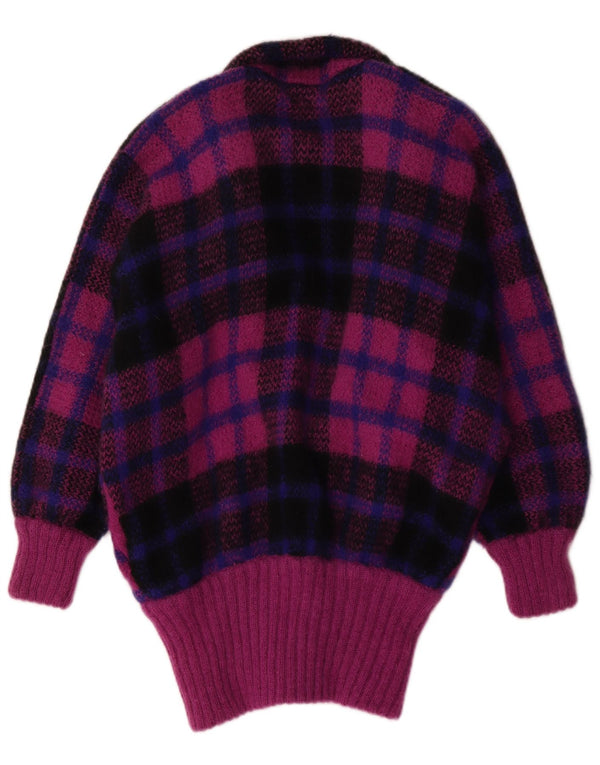 I.B Diffusion Dame Longline Cardigan Sweater UK 10 Small Purple Check