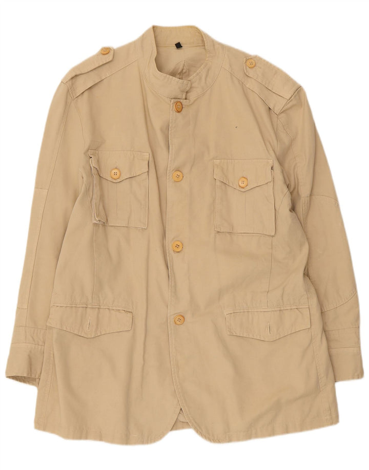 Zara Herre Military Jacket UK 44 2XL Beige Bomuld