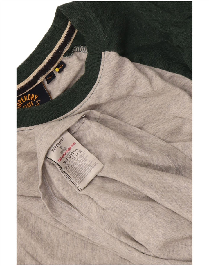 Superdry Herre Top Langærmet 2XL Grå Colourblock Bomuld