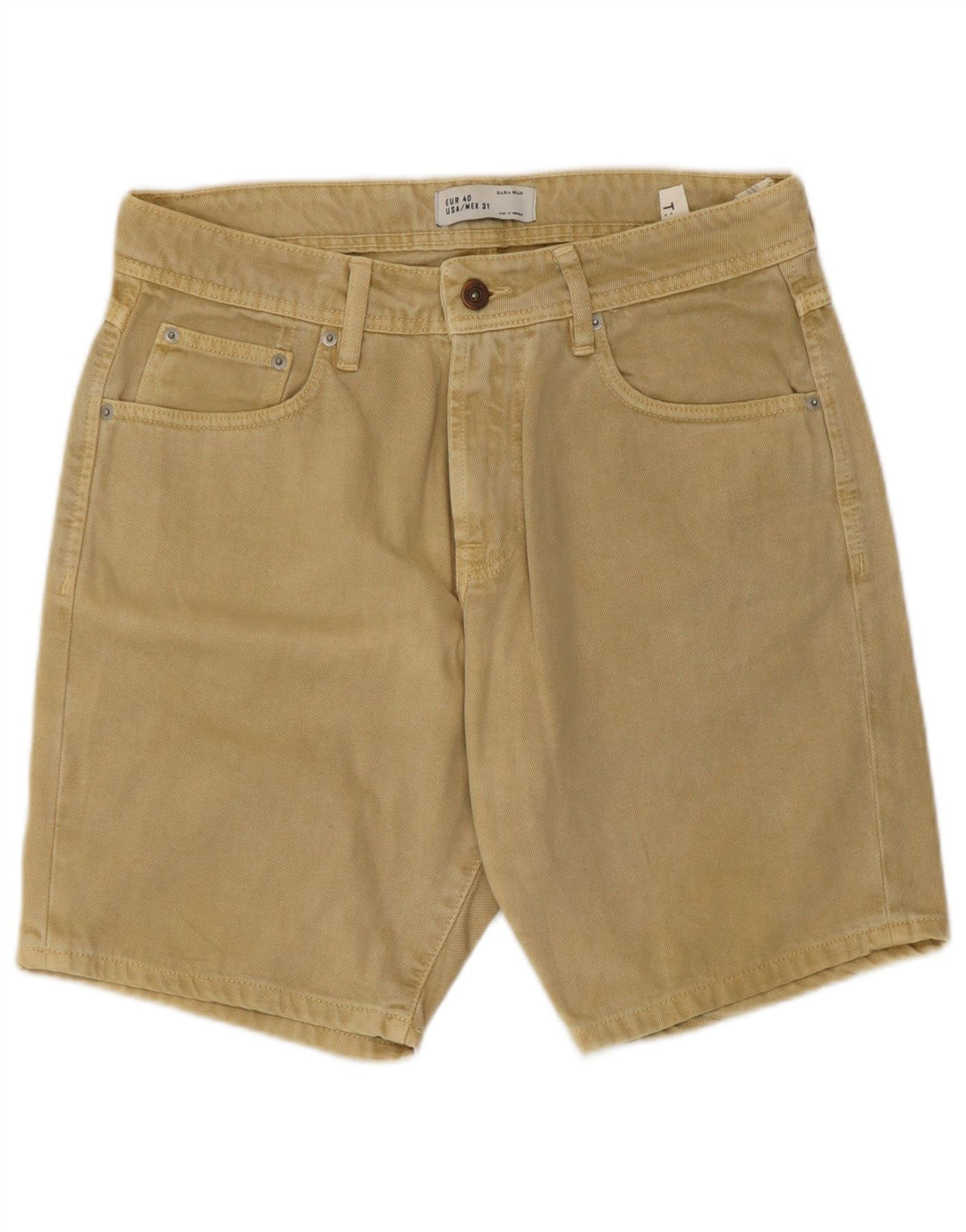 Zara Herre Denim Shorts EU 40 Medium W31 Beige Bomuld