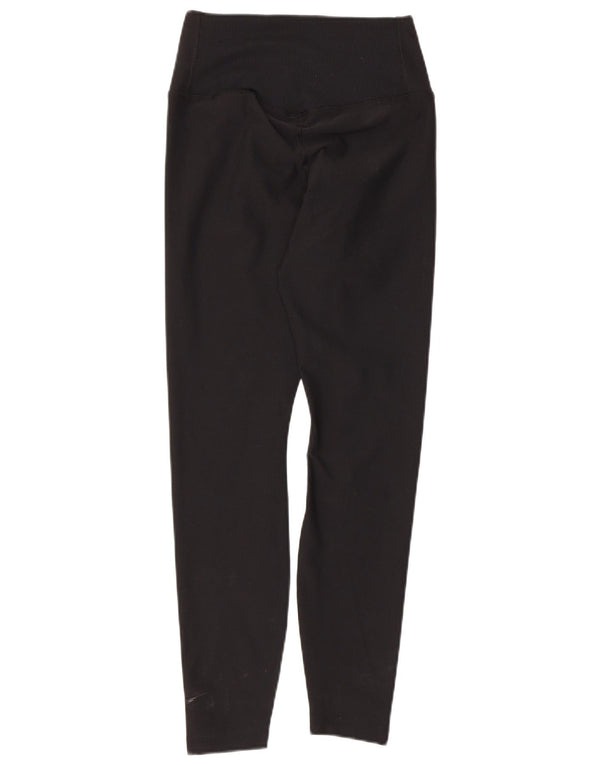 Nike Dame Dri Fit Leggings UK 8 Small Black Polyester
