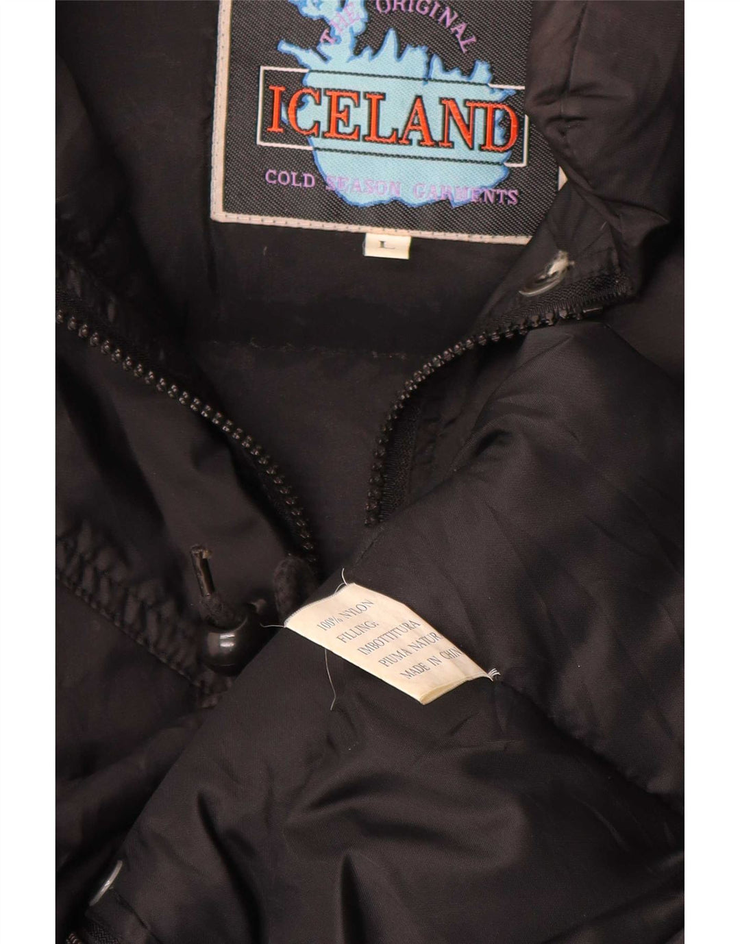 Island Dame Oversized Polstret Jakke UK 16 Stor Sort Nylon