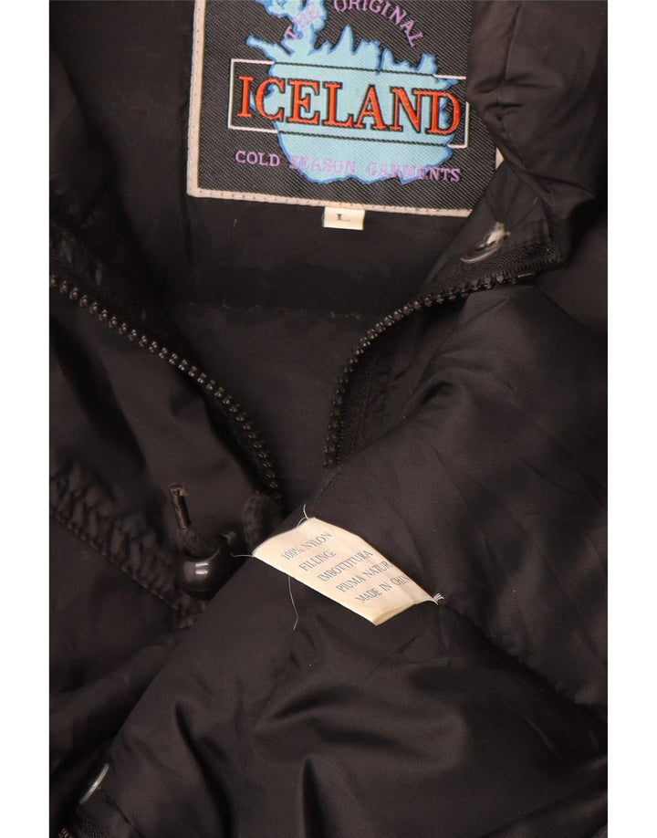 Island Dame Oversized Polstret Jakke UK 16 Stor Sort Nylon