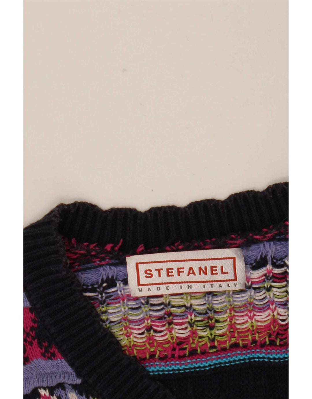 Stefanel Dame Cardigan Sweater UK 12 Medium Flerfarvet Geometrisk