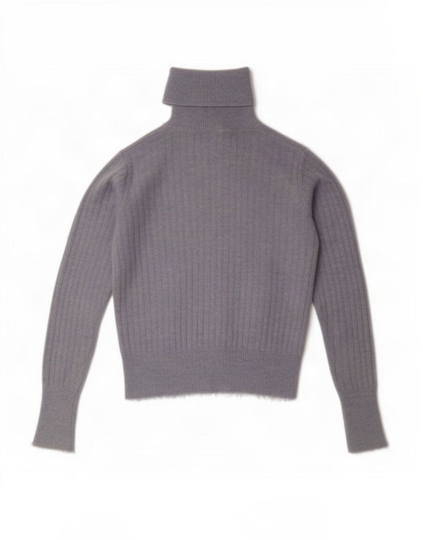 Zara Womens Crop Roll Neck Jumper Sweater UK 12 Medium Blue Nylon