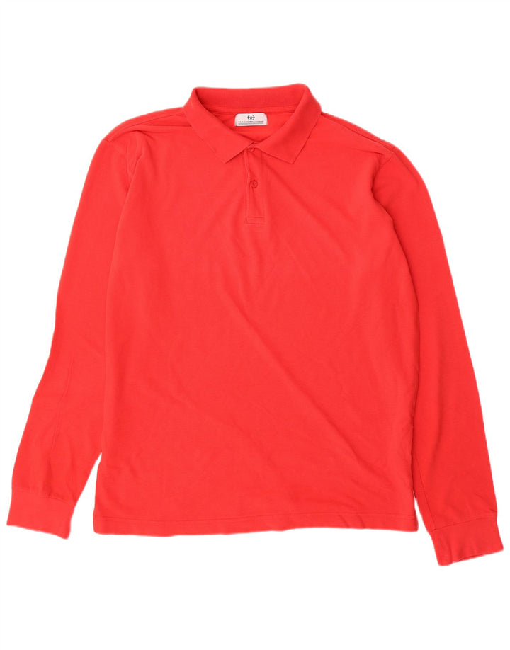 SERGIO TACCHINI Langærmet poloskjorte til mænd XL rød bomuld
