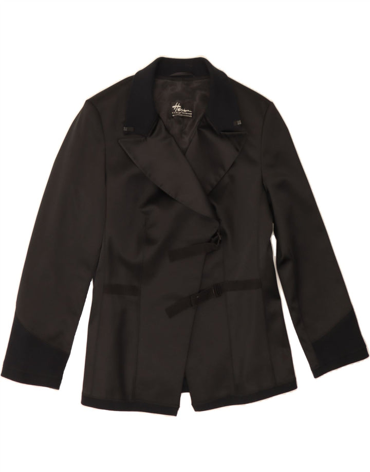 BEATE HEYMANN Womens Blazer Jacket UK 16 Large Black Polyester Vintage Beate Heymann and Second-Hand Beate Heymann from Messina Hembry 