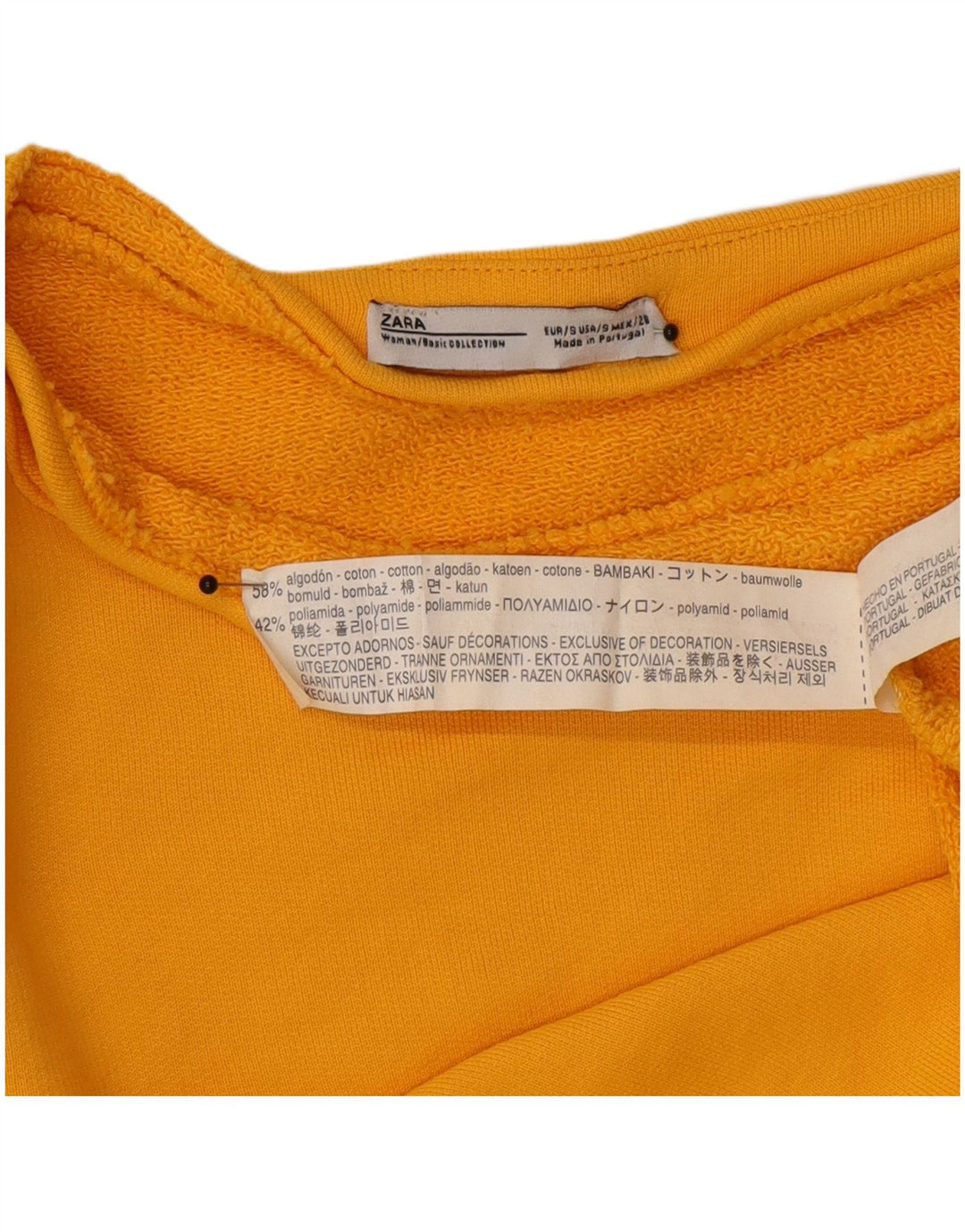 Zara Dame Oversized 3/4-ærmet Sweatshirt Jumper UK 10 Lille Gul