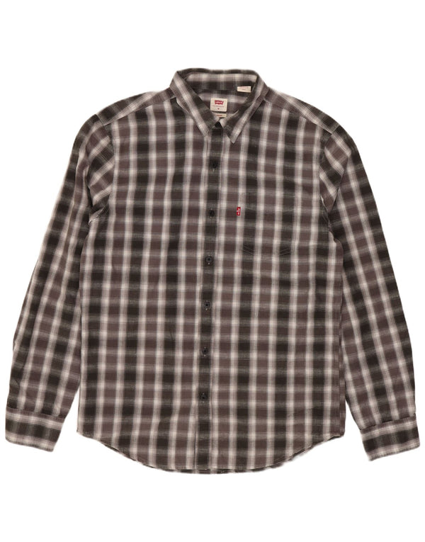 Levi's Herre Standard Fit skjorte Medium Grey Ternet Bomuld
