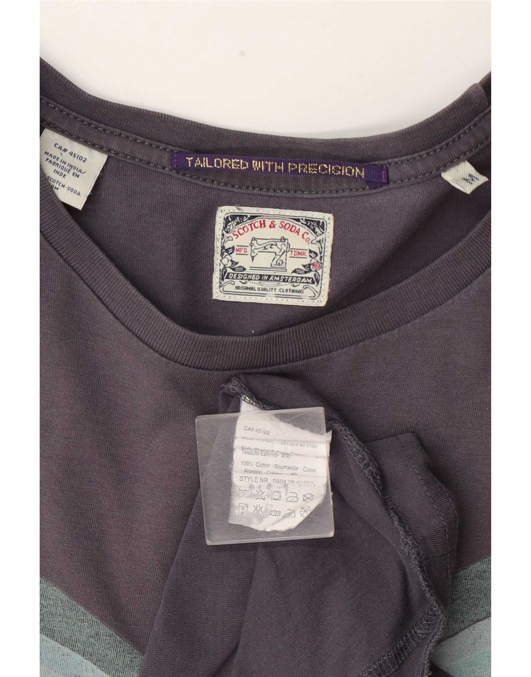 Scotch & Soda Herre grafisk T-shirt Top Medium Marineblå Bomuld