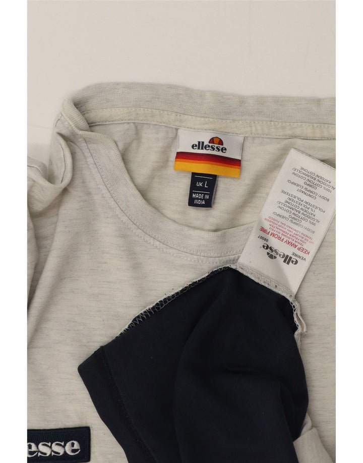 Ellesse Herre T-Shirt Top Stor Grå Colourblock Bomuld