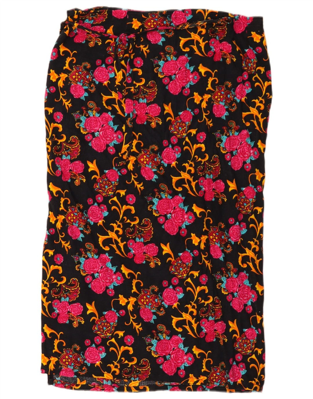 Vintage wrap-nederdel til kvinder W32, stor flerfarvet blomsterpolyester