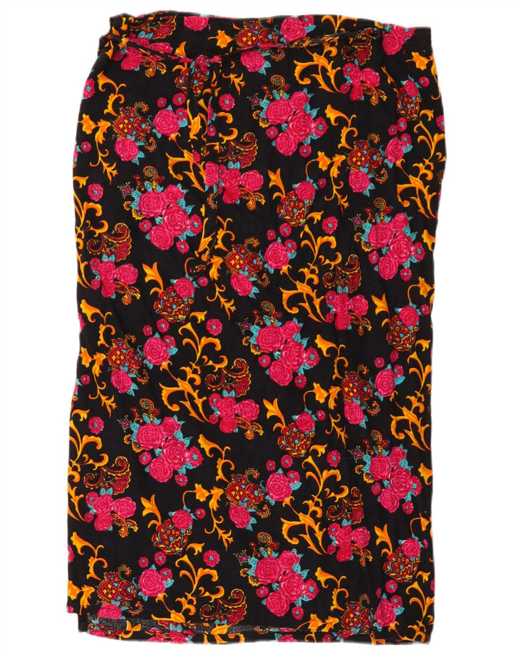 Vintage wrap-nederdel til kvinder W32, stor flerfarvet blomsterpolyester