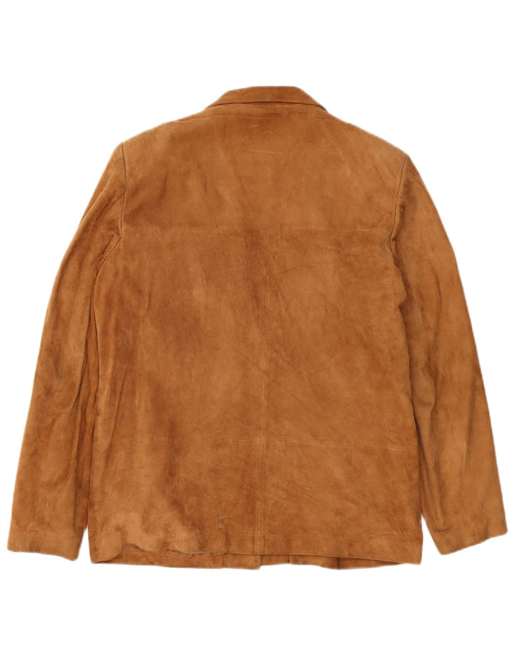 Vintage dame 3-knaps ruskindsblazerjakke IT 48 XL beige læder