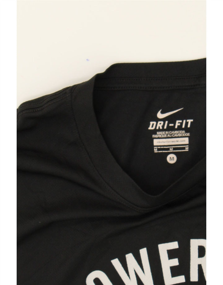 NIKE Mens Dri Fit Graphic T-Shirt Top Medium Black Polyester Vintage Nike and Second-Hand Nike from Messina Hembry 