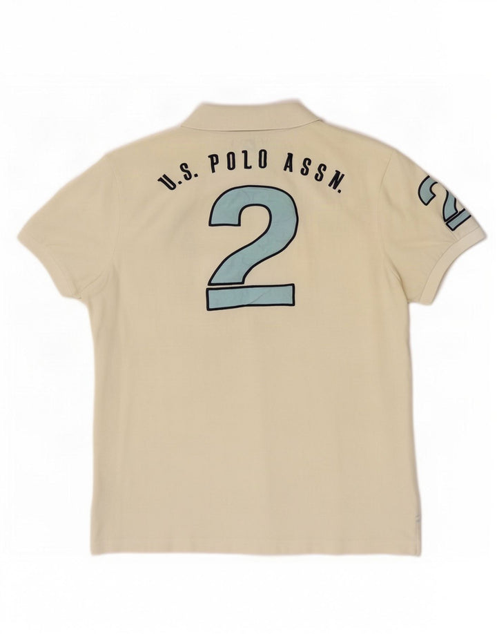 U.S. Polo Assn. Herre grafisk poloshirt Medium Off White Bomuld