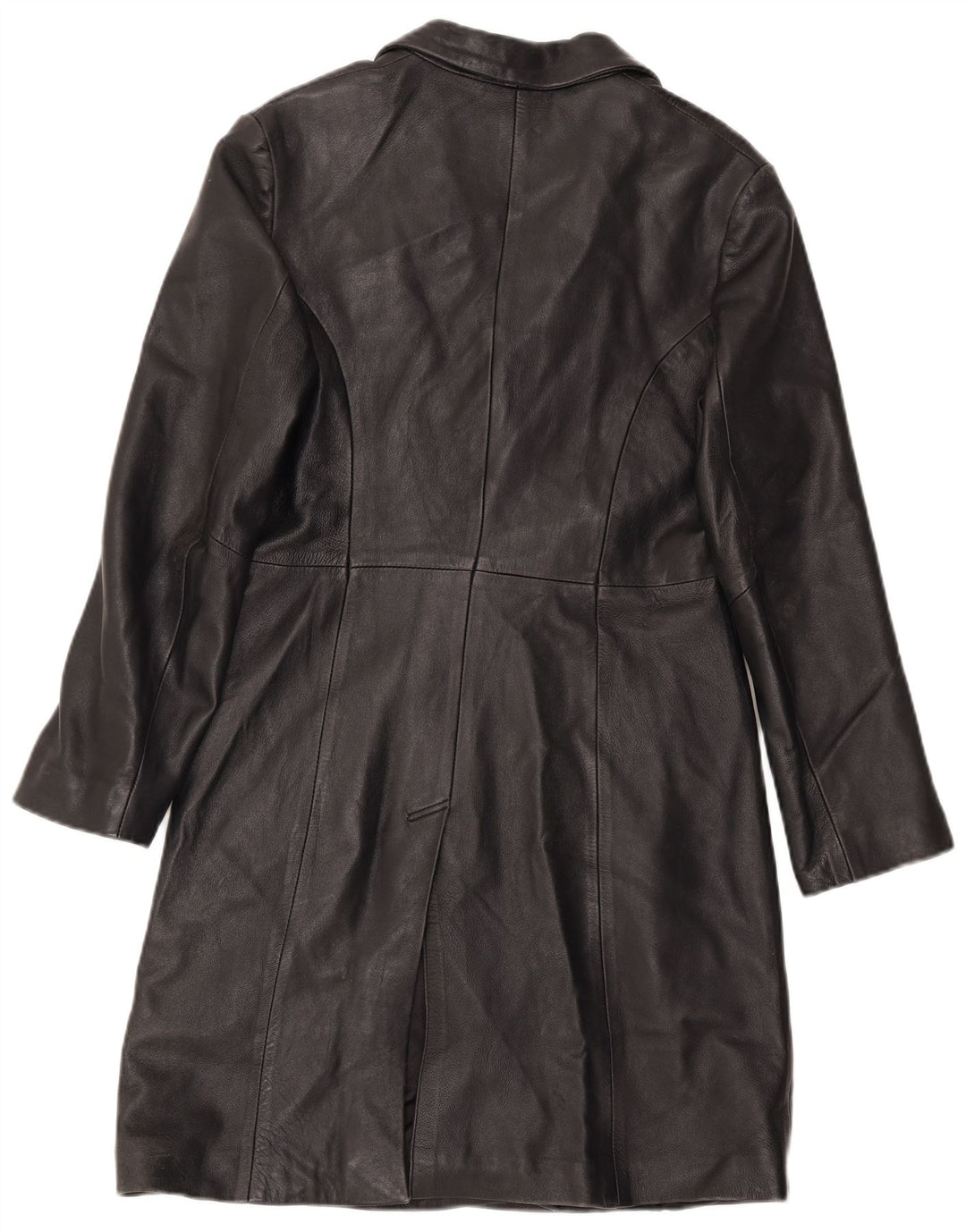 Vintage læderoverfrakke til kvinder UK 12 Medium sort læder