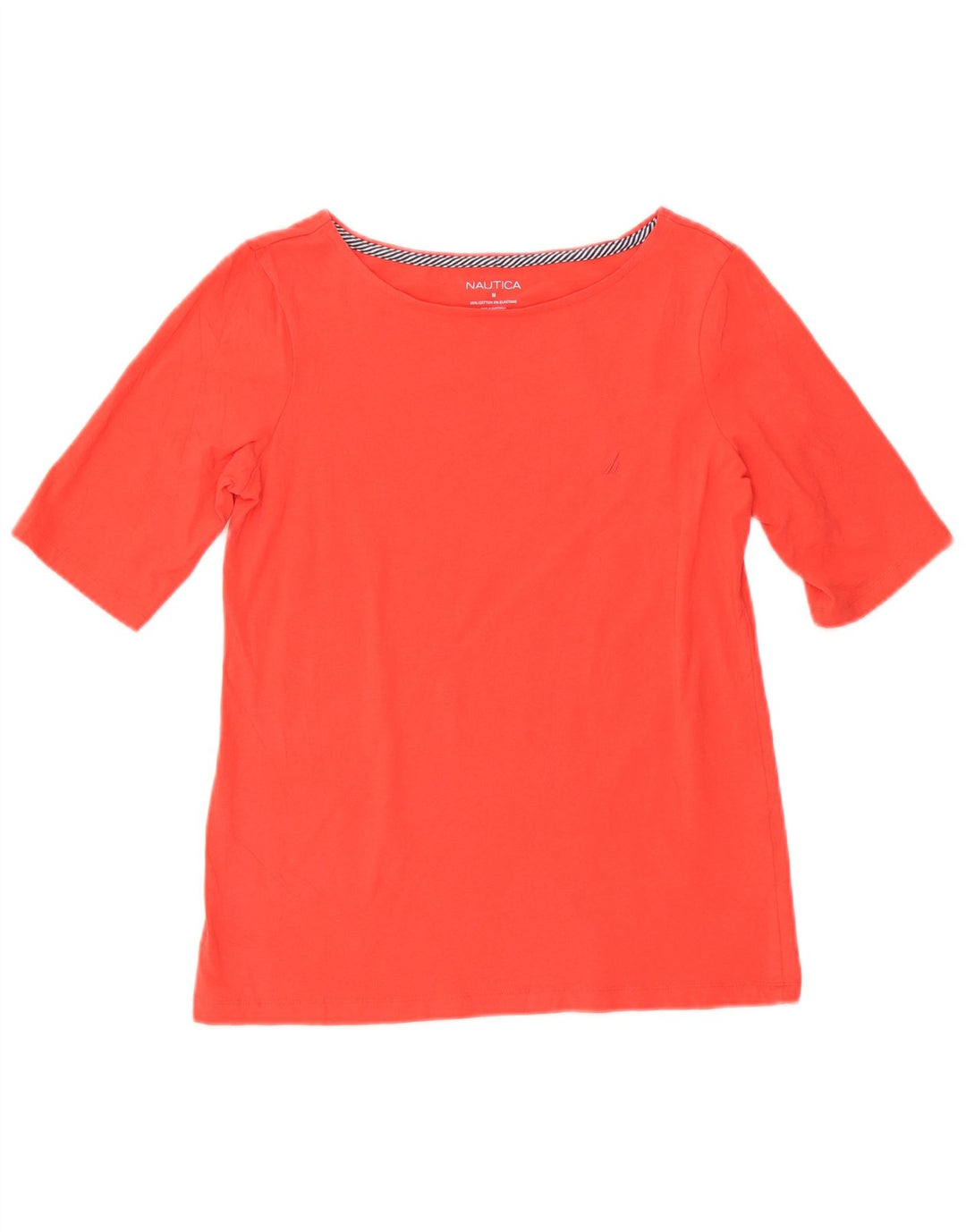 NAUTICA Dame Bluse Top UK 12 Medium Rød Bomuld