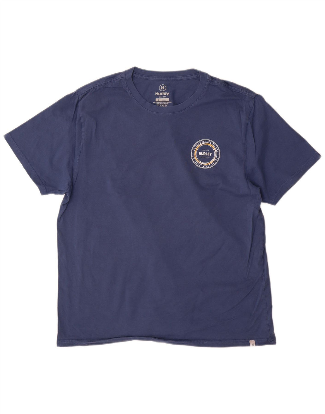 Hurley Herre Grafisk T-Shirt Top Stor Blå Bomuld