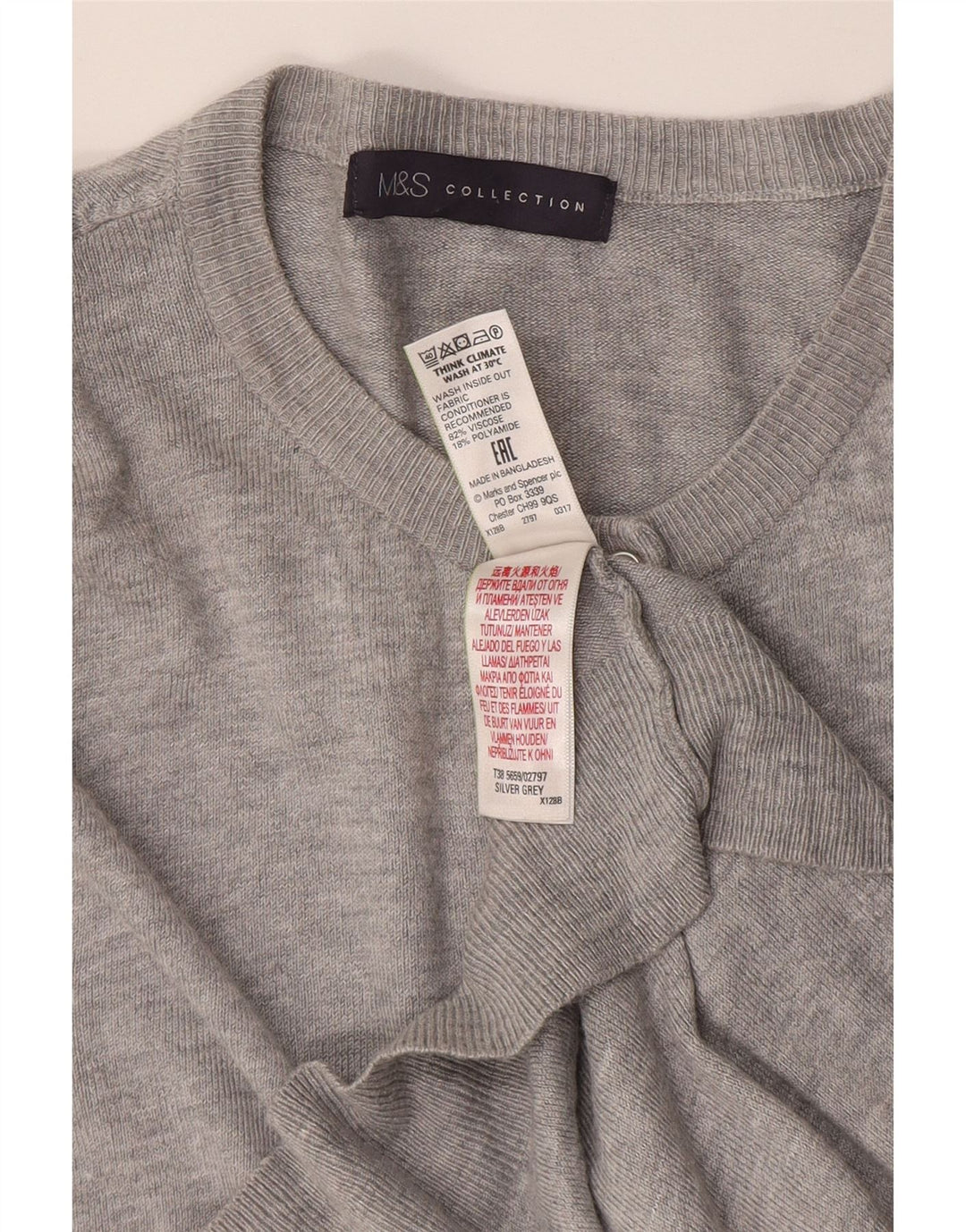 Marks & Spencer Dame Cardigan Sweater UK 14 Medium Grey Viscose
