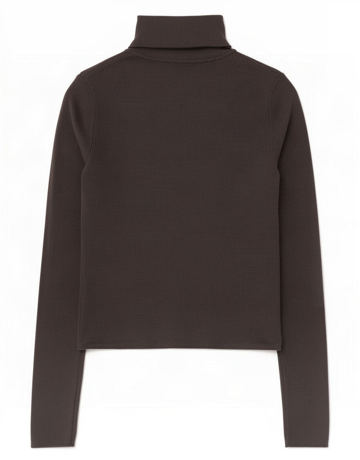 Zara Dame Crop Roll Neck Jumper Sweater UK 12 Medium Grey Viscose