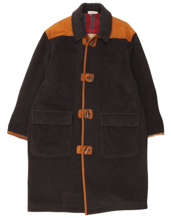 Vintage Duffle Coat til mænd IT 50 Medium Grey Colourblock Uld